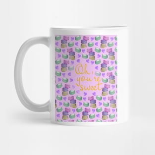 Oh Youre Sweet Macaron Dreams Watercolour Gold Purple Mug